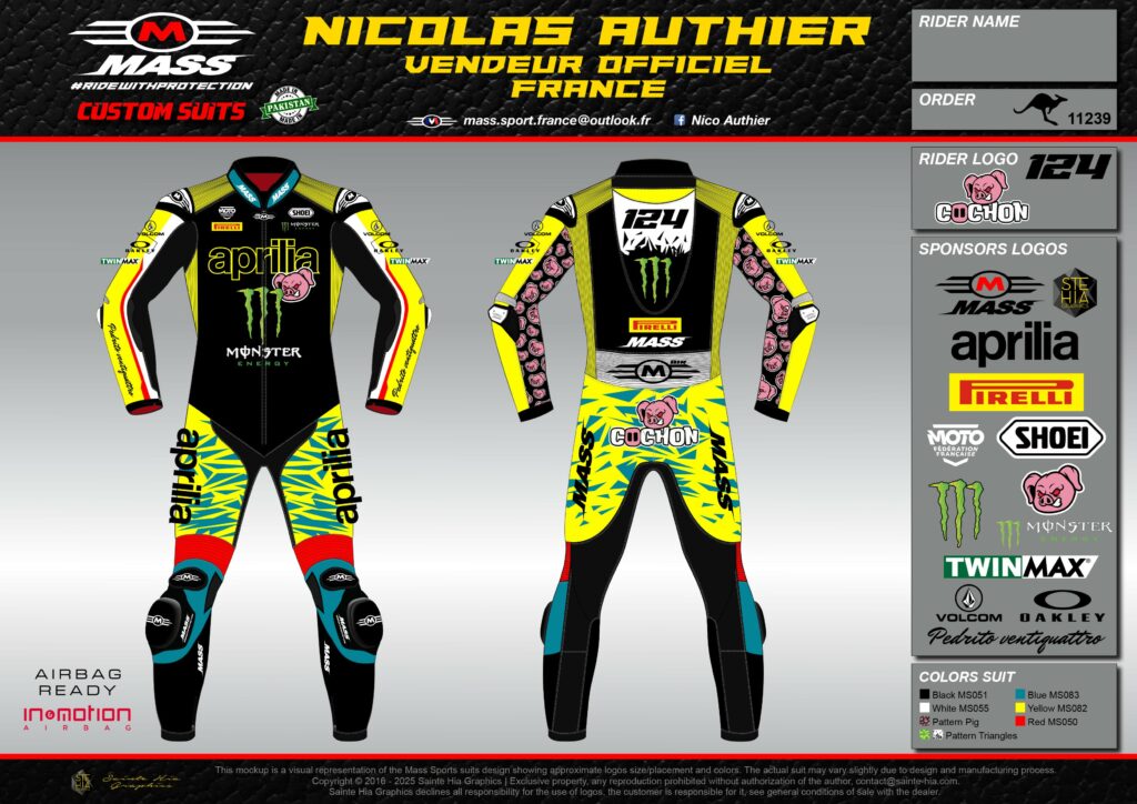 Design combinaison moto personnalisee version numero 6